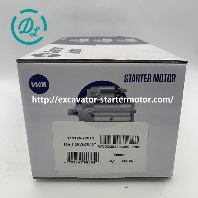 EexcavaStart Yanmar Excavator Starter Motor 12V 1.2KW OEM 119125-77010 0