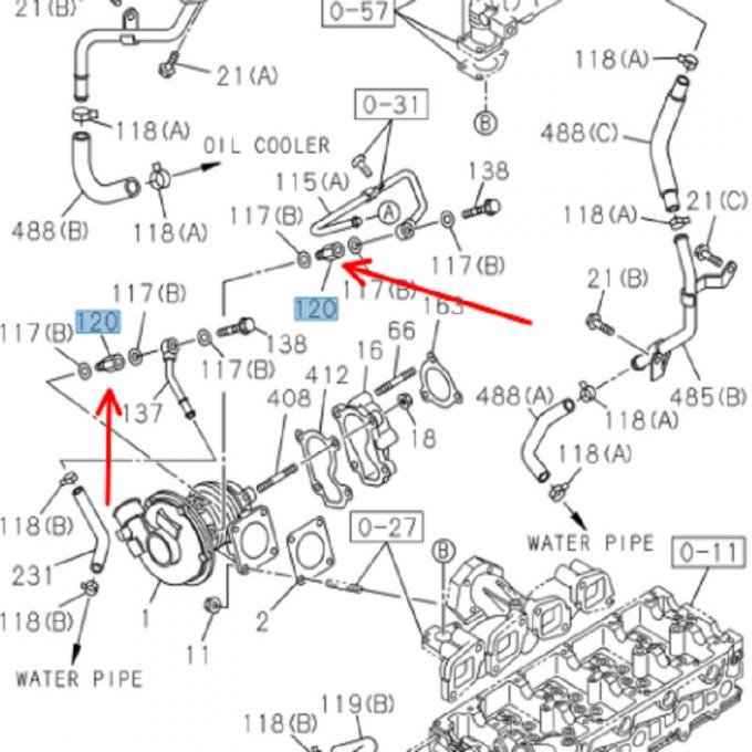 EexcavaStart ISUZU 4JJ1 Engine Water Adapter OEM 8-94472583-0 1
